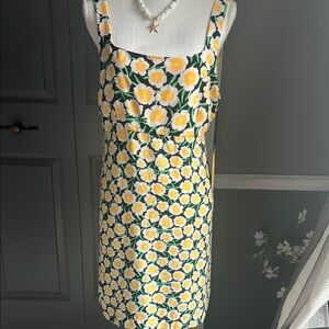 Diane Von Furstenberg Yellow and Green Sleeveless Sundress